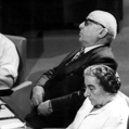 Moshe Dayan (1915-1981), Pinhas Sapir et Golda Meir, personnalités politiques israéliennes, au Knesset, parlement israélien. Jérusalem, 1974. © crédits photos Ullstein Bild / Roger-Viollet