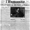 "L'Humanité", 23 mars 1919. Première page consacrée à Jaurès. © crédits photos Roger-Viollet